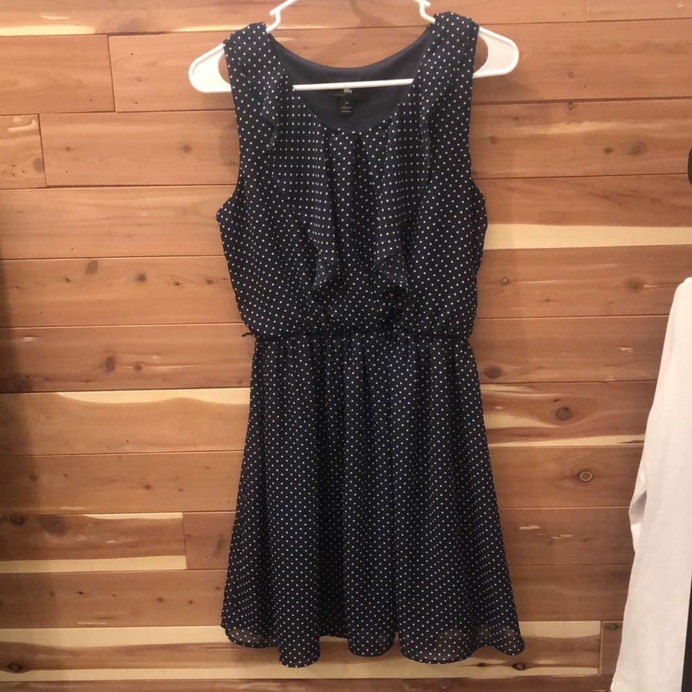 Navy Polk a dot dress